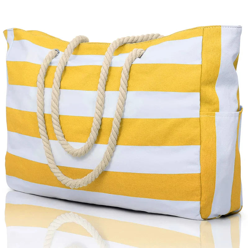 The Tide Tote - Sunshine Yellow stripes