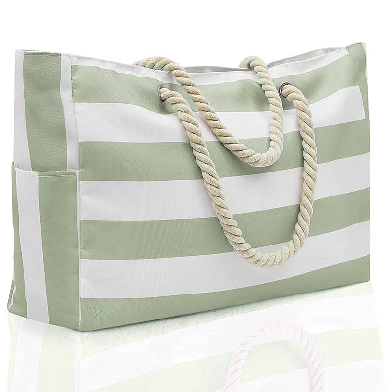 The Tide Tote - Matcha stripes